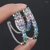 Hoop Earrings OMYFUN Factory Luxury Brincos Female Mix Color Crystal Aretes Style Gold Silver Black Earring For Wedding E001