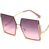 Women Sunglasses Rimless Trimming Sun Glasses Anti-UV Spectacles Personlaity Diamond Inlay Eyeglasses Square Ornamental