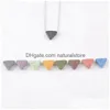 Pendant Necklaces 9 Color/Lots Lava Rock Triangle Star Heart Fish Drop Shape Beads Essential Oil Diffuser Stone For Women Fashion De Dhn6K