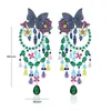 Brincos de berros acumulando jóias de luxo para festas femininas coloridas de zircônia cúbica Butterfly Flor Crystal Tassel Big Big