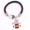 Charmarmband fans Favoritsportsmycken Drop 1.1 "1.2" Inches I Love Football 2D Pendant Leather Chain Lobster Claw