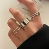 Band Rings Hip Hop Cross Ring On Finger Chains Adjustable Jewelry Rings for Men Women Gothic anillos Aesthetic Rings 2023 Trend Accessories Z0428