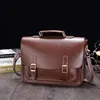 Briefcases Men's one shoulder slant cross multi-functional styling horizontal bag business mad horse PU leather briefcase handbag 230223