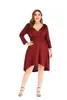 Casual Dresses Autumn High Waist Loose Plus Size 4XL 5XL Dress Women Vestido Long Sleeve Jersey Deep V-Neck Flowing