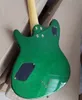 Guitarra eléctrica verde de 6 cuerdas con diapasón de arce acolchado de chapa de arce personalizable