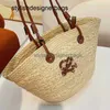 Borsa di paglia Plain Knitting Crochet Embroidery Open Casual Tote Scomparto interno Due cinghie sottili Borsa da donna in pelle floreale moda 48/23