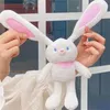 Pulling Rabbit Plush Doll Key Chain Soft Stuffed Toys Keychains Plush Pulling Rabbit Pendant Schoolbag Car With Ears Bunny
