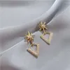 Studörhängen 2023 Trend Crystal V-Shape Dingle for Women Silver Gold Color Six Star Fashion Simple Studs Earring smyckespresent