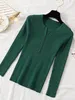 Kvinnors tröjor Aossviao Autumn Winter Button V Neck Sweater Women Basic Slim Pullover Women Sweaters and Pullovers Knit Jumper Ladies Tops 230223