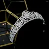 Fermagli per capelli Diademi e corone reali europei di lusso CZ Crystal Princess Beauty Pageant Fidanzamento Accessori da sposa