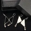 Delicate Triangular Long Studs Pendant Earrings Designer For Women Triangle Hoop Earrings With Box Anniversary