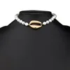 Choker Simulated Pearl Necklace For Women Bohemia Beaded Gold Color Beach Shell Fashion Jewelry