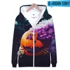 Herrtröjor Hallowmas 3D -utskrift Zipper Hoodie Sweatshirt Halloween kausal mode Zippe Streetwear