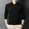 Polos pour hommes Mode Mâle Vêtements Coton Polos Printemps Automne Manches Longues T-shirt Coréen Hommes Revers Tops Business Casual Lâche Jersey 230223