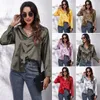 Femmes Satin Blouse Tops Casual Col Rabattu Faux Soie À Manches Longues Ruban Noeud Papillon Lâche Blouse Chemise 2302231