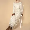 Abbigliamento etnico Donna Abito lungo maxi con stringhe di paglia con fiori islamici stampati floreali in 3D