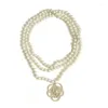 Gargantilla Vintage elegante perla de cristal collar corto multicapa colgante de Camelia Collares joyería