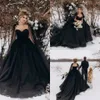 Svart boll gotisk moderskapsklänning bröllopsklänningar med långa omslag vintage spetsar appliced ​​plus size vestidos de novia sexig backless brudmottagnings klänningar cl1898 s