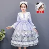 Robes de fille Enfants Fille Lolita Robe Dentelle Arc Doux Jolies Filles Princesse Robe D'été Fête D'anniversaire Robe De Bal Robe 315 Ans Fée Z0223