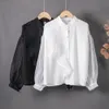 Women's Blouses Shirts 2023 Standup Collar Stitching Chiffon Shirt Top Spring Fashion See Through Chic Mesh Blouse Women Longsleeved 230223