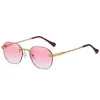 Sunglasses Metal Eyeglass Frame Men Women Fashion Frameless Eyewear 2023 Gradient Multicolor Glasses Gafas De Sol