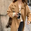 Women's Jackets Trendy Woolen Coat Casual Lady Fall Doublebreasted Turndown Collar Spring Keep Warm 230223