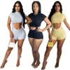 Designer Summer 2 Piece Set Women Outfits Women Crop Top T-Shirt Suspender Shorts Suits High Street Short Overalls 9322