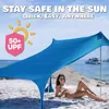 Tält och skyddsrum Portable Sunscreen Sand Free Beach Tent Beach Canopy Fishing Camping Waterproof Rainproakt Sunscreen Tent J230223