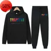 Herrspårar Trapstar Hoodie Tracksuit Rainbow Plush broderade ullbyxor 202321