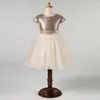 Dziewczyna sukienki cekin tiul sukienka dla niemowląt z krótkim rękawem koronkową suknię chrzcową Urodzony chrzt ubrania niemowlę 1 stroje urodzinowe stroje
