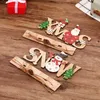 Dekoracje świąteczne wesoły drewniany ornament malowany Święty Mikołaj Elk Wood rzemiosło na rok imprezowy stół domowy Dekor Dekreat Noelchristmas Noelchristmas