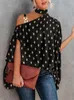 Vrouwen Blouses Zomer Hollow Batwing Mouwen Kantoor Shirts 2023 Retro Print Patroon Straat Top Trui Mode Halter Ketting Riem losse