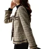 Giacche da donna in stile francese piccoli fragranze tweed tweed corta femmina autunno temperamento over -coat ladies top 230223