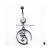 Navel Bell -knappringar D0022 Horse Belly Ring Sier Color Drop Leverans smycken Body Dhgarden DH1ZI