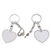 Sublimaat blanco paar sleutelhanger warmteoverdracht afdrukken ronde hart sleutelhanger hanger diy cadeau sleutelhanging tt0223