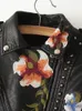 レディースジャケットShengpalae PUレザー刺繍リベットコートMoto Biker Streetwear Zipper Overcoat Spring Clotes FR250 230223