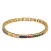 Link Chain 2021 New Baguette Cubic Zirconia Bracelet For Women Men Luxury Jewelry Gold Filled Rainbow Cz Tennis Gorgeous Trendy Bangle G230222
