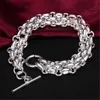 Bileklik bilezik gümüş zincirleri kadınlar sterlin kaplama moda mücevher partisi düğün kız sevgililer günü hediye