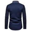 Casual shirts voor heren 2023 Hoogwaardige mode geborduurd met lange mouwen shirt Rapel Button Business Formal EU -maat