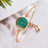 Wristwatches Female Bracelet Watch Small Green Quart Luxury Fashion Diamond Temperament Retractable Chain Simple InsWristwatches Iris22