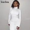 Kvinnors jumpsuits Rompers Hawthaw Women Autumn Winter Long Sleeve Bodycon Soild Color Turtleneck Jumpsuit Romper PlaySuit Famale Clothing Streetwear 230223