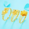 Link Chain Exquisite Hand Made Carving Flower Shape Cuff Bangle Bracelet for Women Pure 24K Gold Open Bracelet Fashion Jewelry Wholesale G230222