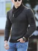 Men's TShirts Turtleneck Knitted Sweater for Men Casual Slim Fit Striped Pullovers Long Sleeve Scarf Collar Warm Sweaters Winter Wear 230223