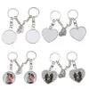 Sublimer vierge Couple porte-clés impression par transfert de chaleur coeur rond porte-clés pendentif bricolage cadeau porte-clés tt0223