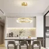 Pendant Lamps Modern Round Hollow Light Black Dining Room Chandelier Luxury Crystal Simple Bedroom Study Net Red LED