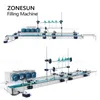 ZONESUN Piccola linea di produzione Riempitrice di liquidi Pompa peristaltica Trasportatore Bottiglia Vaso Bevande Succo d'acqua ZS-DTPP100C4