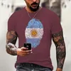 T-shirt da uomo T-shirt da uomo Jumeast Argentina Flag T-shirt con impronte digitali per uomo T-shirt nera Camicia con stampa 3d vintage Abbigliamento estivo Gruppi Student Tshirt PXG5