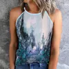 Women's Blouses Summer Tops voor dames sexy bemanning nek spaghetti riem shirts luipaard schouder katoen vest groot en lange topcompressie