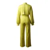 Women's Jumpsuits Rompers Turtleneck Office Lady Yellow Jumpsuit For Women Black White Wide Leg Jumpsuits Spring Autumn Playsuit Long Sleeve Overalls 230223