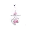 Navel Bell -knappringar D0879 Heart Belly Ring Mix Colors Drop Leverans smycken Body DHGARDEN DH4GX